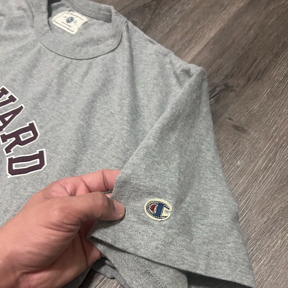 Vintage Champion Harvard Baseball Gray Short Sleeve Shirt Men’s Sz Large Tee - Picture 3 of 7